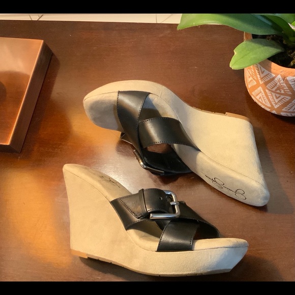 Back and Beige Jessica Simpson Wedges - Picture 6 of 9